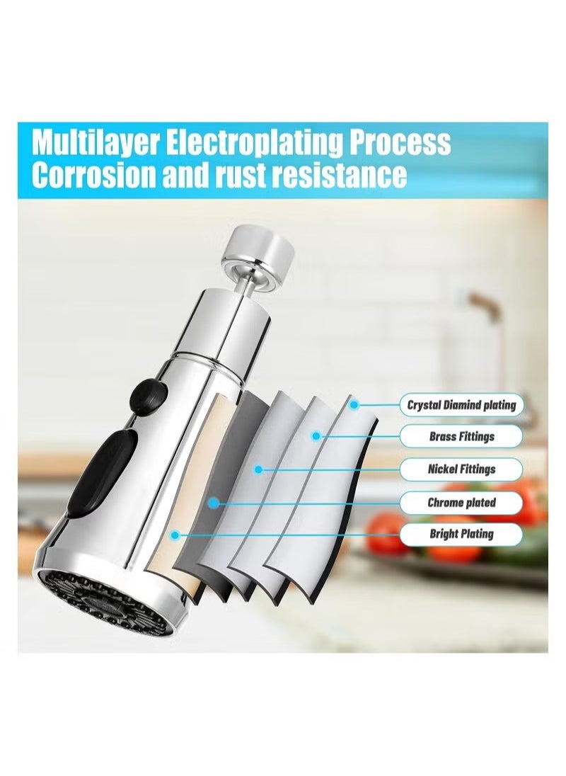 JX Kitchen Tap Spray Head 360 Degree Swivel Spout，Kitchen Sink Tap Spray Attachment Head with 3 Modes for 22mm Tap Adapter Accessories  - Image 5