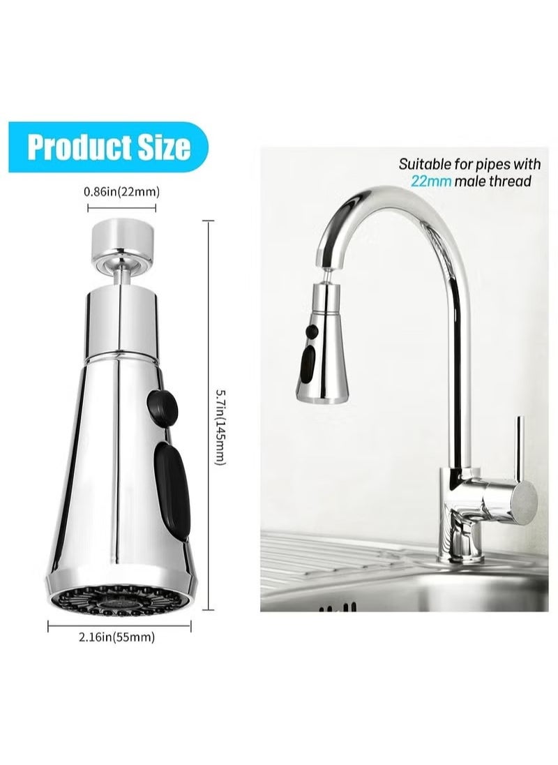 JX Kitchen Tap Spray Head 360 Degree Swivel Spout，Kitchen Sink Tap Spray Attachment Head with 3 Modes for 22mm Tap Adapter Accessories  - Image 2
