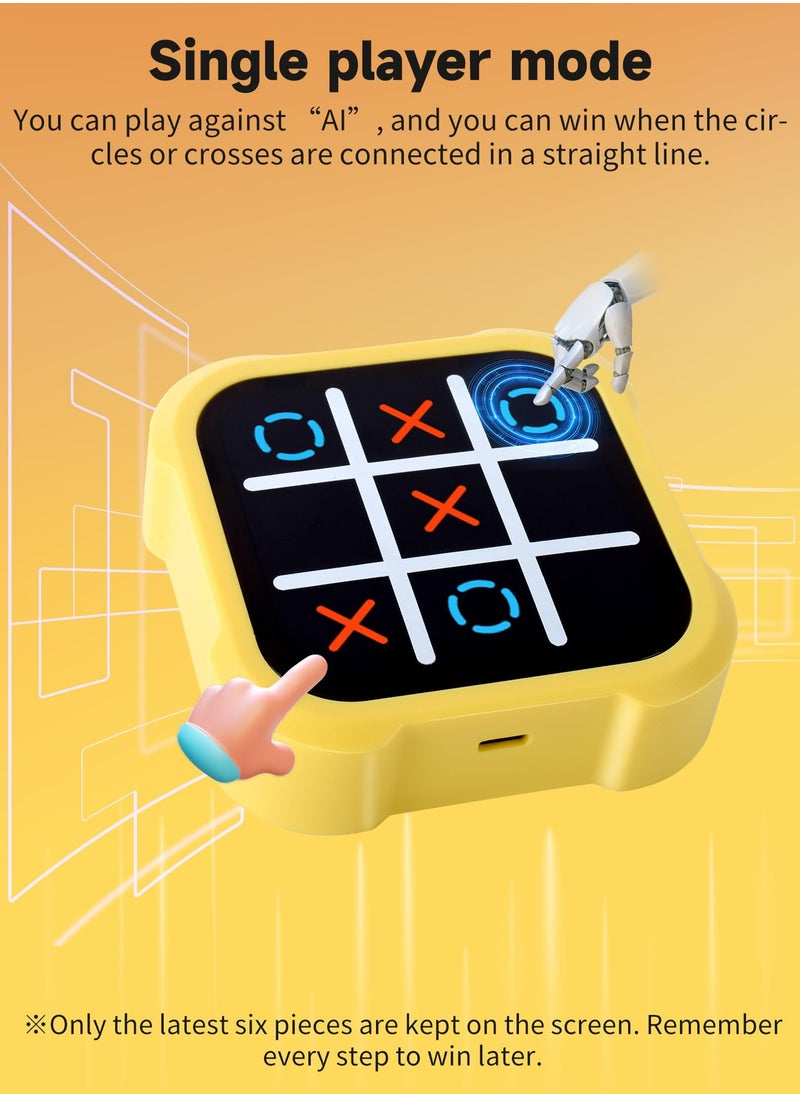 Dominy Tic Tac Toe Bolt Game, Electronic Handheld Puzzle Game Console, Portable Infinite TicTacToe Travel Game, Family, Toys Board Games for Kids and Adults (Yellow)  - Image 2