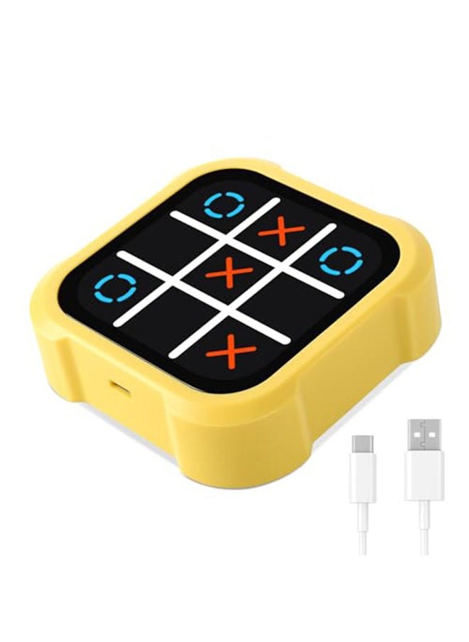 Dominy Tic Tac Toe Bolt Game, Electronic Handheld Puzzle Game Console, Portable Infinite TicTacToe Travel Game, Family, Toys Board Games for Kids and Adults (Yellow)  - Image 1