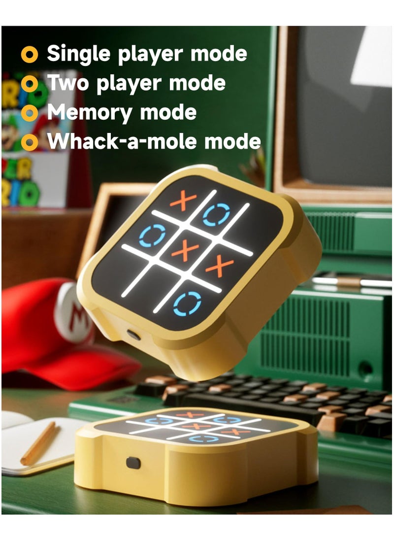 Dominy Tic Tac Toe Bolt Game, Electronic Handheld Puzzle Game Console, Portable Infinite TicTacToe Travel Game, Family, Toys Board Games for Kids and Adults (Yellow)  - Image 3