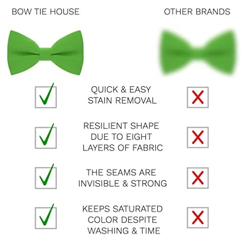 Bow Tie House Men's Classic Pre-Tied Bow Tie Formal Solid Tuxedo (Large, Green Shamrock) - Image 3