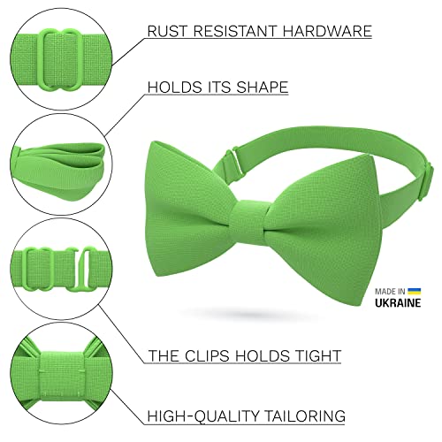 Bow Tie House Men's Classic Pre-Tied Bow Tie Formal Solid Tuxedo (Large, Green Shamrock) - Image 2