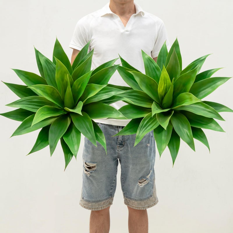 Ttranewsoo Artificial Agave PlantsLarge UV Resistant Fake Agave Planters for Indoor and Outdoor Decorating Artificial Plants for Outdoors Plants2Pack 22