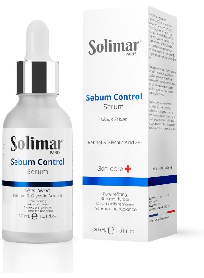 SOLIMAR PARIS Sebum Control Serum 30ml, Solution to manage mild to moderate acne and balance Sebum production - Image 1