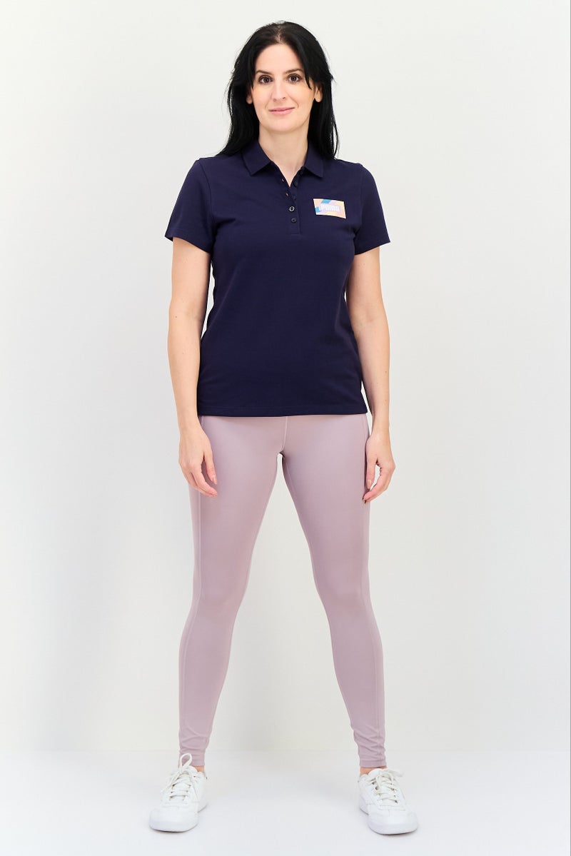 PUMA تي شيرت بولو نسائي بقصة عادية بأكمام قصيرة، أزرق داكن - Image 4