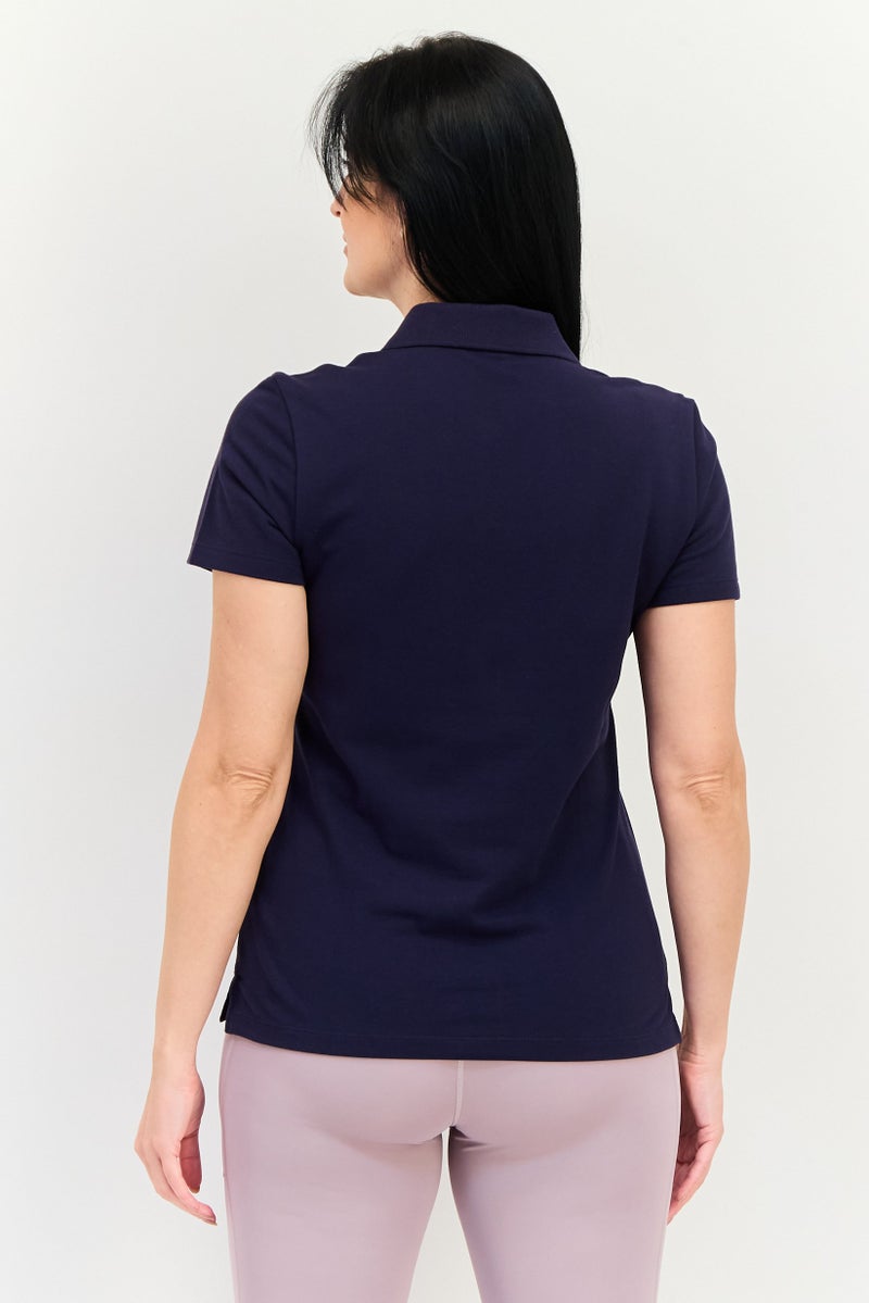 PUMA تي شيرت بولو نسائي بقصة عادية بأكمام قصيرة، أزرق داكن - Image 3