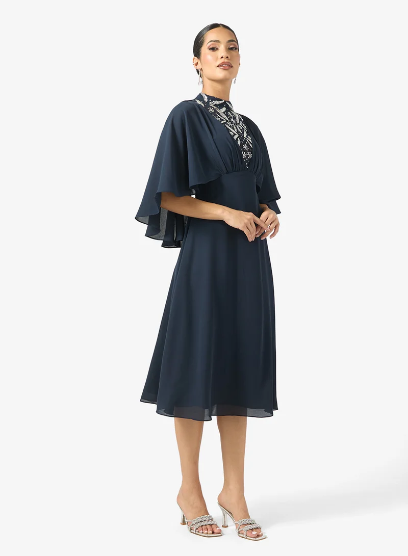 Frock and Frill Mesh Detailed Embellished Dress