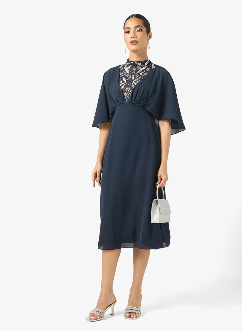 Frock and Frill Mesh Detailed Embellished Dress