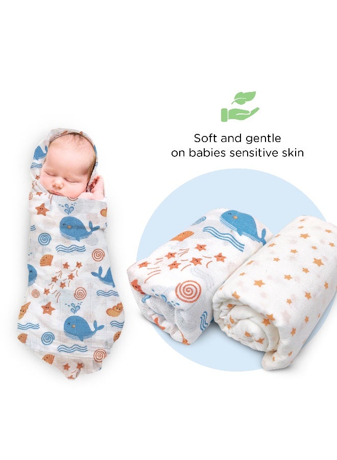 Nuluv Whale Swaddle Wrap - Pack of 2 - Image 4