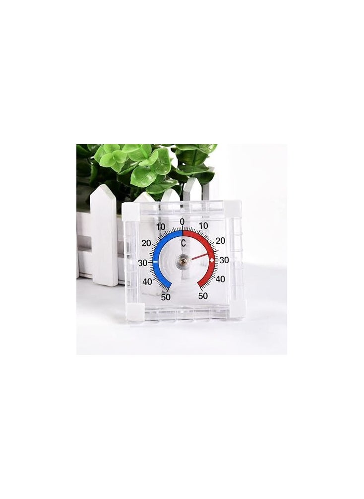 Analogue Outdoor Window Thermometer 7.5 x 7.5 cm, Weatherproof Outdoor Thermometer, Window Window Temperature Display, Window Thermometer with Adhesive,+ 50 °C