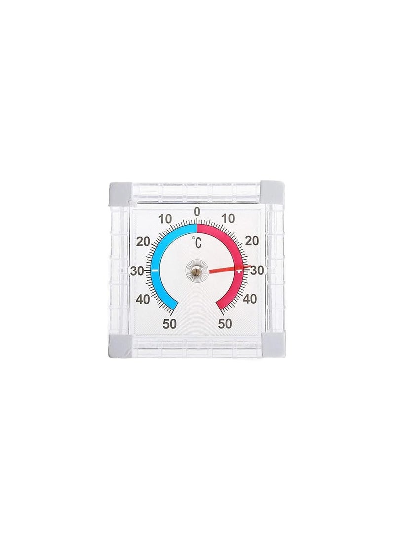 Analogue Outdoor Window Thermometer 7.5 x 7.5 cm, Weatherproof Outdoor Thermometer, Window Window Temperature Display, Window Thermometer with Adhesive,+ 50 °C