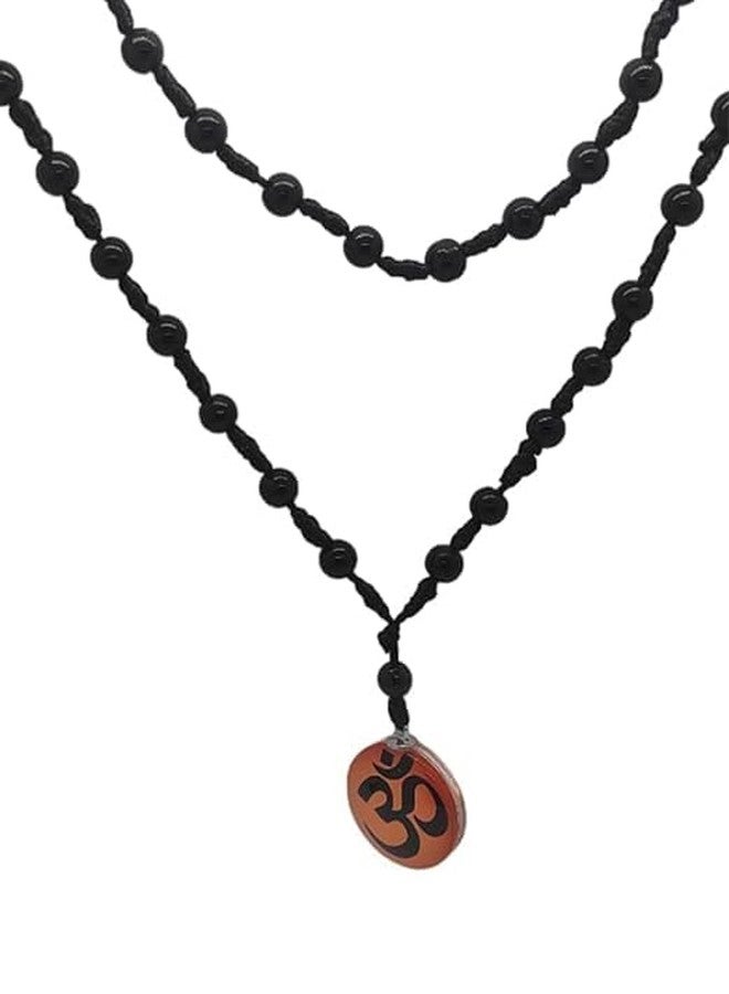 Ervio Om Pendant for Men & Boys | Black Beads Chain Hindu Locket | Om Religious Necklace for Spiritual Energy, Yoga, Meditation, Protection & Good Luck - Image 2