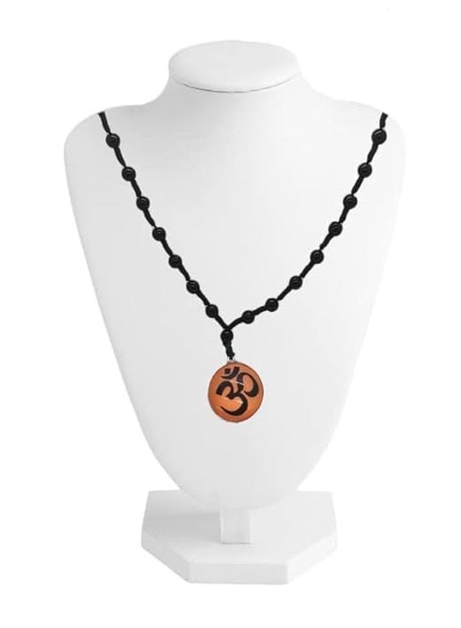 Ervio Om Pendant for Men & Boys | Black Beads Chain Hindu Locket | Om Religious Necklace for Spiritual Energy, Yoga, Meditation, Protection & Good Luck - Image 3