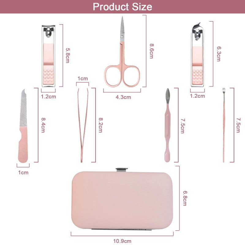 WOXVM Premium Manicure Set, 7 in 1 Professional Nail Clippers Scissors Pedicure Kit, Stainless Steel Cuticle Nail Care Tools with Luxurious Travel Case, Portable Manicure Grooming Kit Gift for Women - Image 2