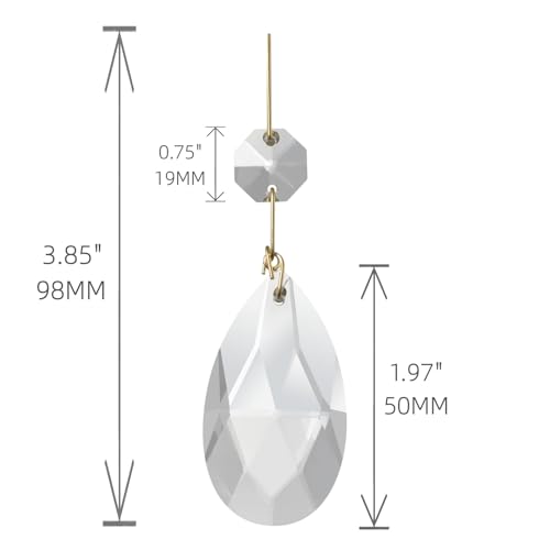 Aiskaer 15 Pcs Clear Teardrop Crystal Chandelier, Crystal Pendant for Light Lamp & Window, Hanging Crystal Prism Decoration(Gold Pinning, Angel Tears Series) - Image 2