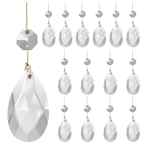Aiskaer 15 Pcs Clear Teardrop Crystal Chandelier, Crystal Pendant for Light Lamp & Window, Hanging Crystal Prism Decoration(Gold Pinning, Angel Tears Series) - Image 1