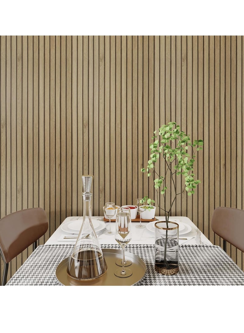 YelaJoy 3D Wood Slat Wall Wallpaper, Modern Accent Wall Panels for Interior Wall Decor, Self Stick Removable Wallpaper Vertical Wood Slats for Wall Contact Paper(45cm×3m) - Image 5