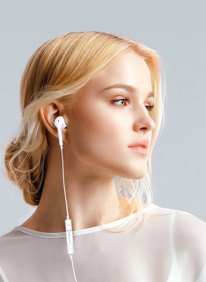 TELUX SOUNDLINK Lightning Mono Earphones, High Bass Wired Earphones with Microphone, In-Line Controls, Comfortable Fit, 14mm Dynamic Drivers, Durable Cable 1.2m – White - Image 3