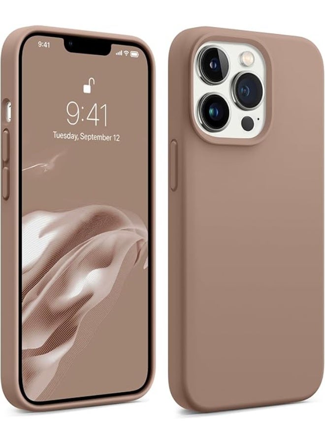 Compatible with iPhone 13 Pro Max Phone Case, [Military Shockproof Protection] Silicone Case with Soft Anti-Scratch Microfiber Lining, 6.7 inch, Light Brown - Image 1