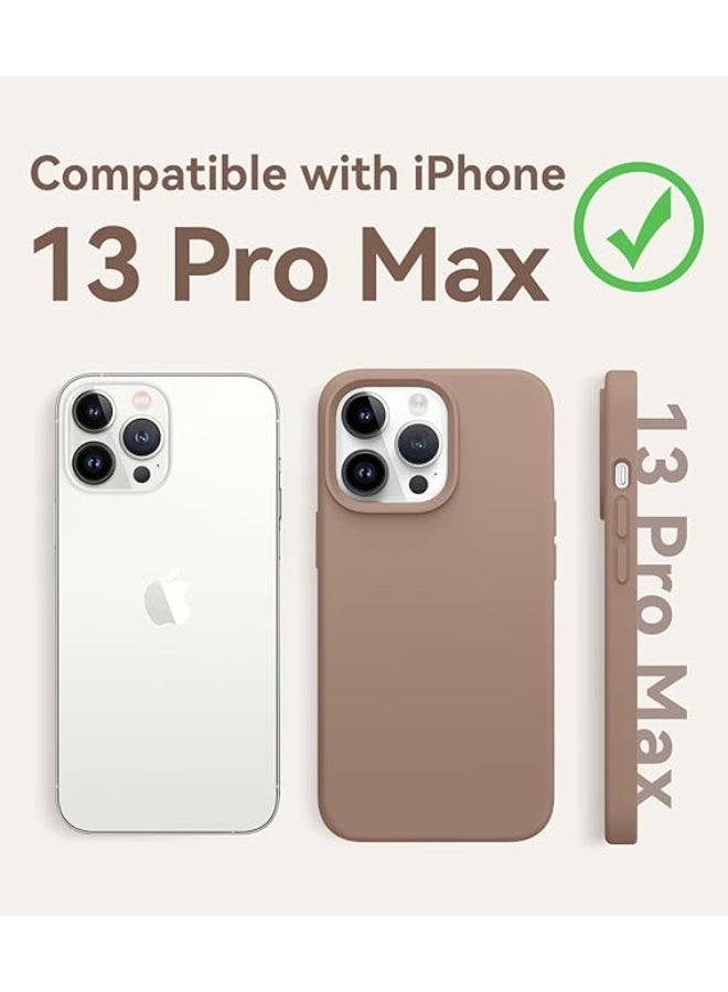 Compatible with iPhone 13 Pro Max Phone Case, [Military Shockproof Protection] Silicone Case with Soft Anti-Scratch Microfiber Lining, 6.7 inch, Light Brown - Image 3