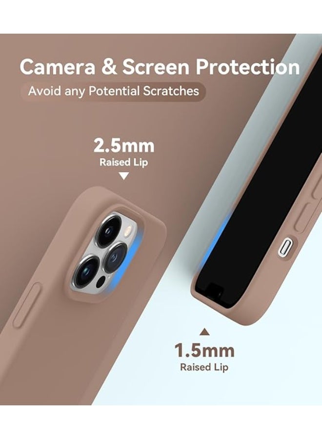 Compatible with iPhone 13 Pro Max Phone Case, [Military Shockproof Protection] Silicone Case with Soft Anti-Scratch Microfiber Lining, 6.7 inch, Light Brown - Image 4