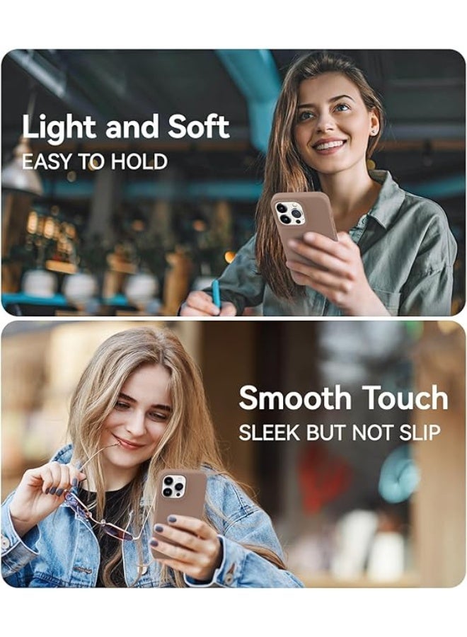 Compatible with iPhone 13 Pro Max Phone Case, [Military Shockproof Protection] Silicone Case with Soft Anti-Scratch Microfiber Lining, 6.7 inch, Light Brown - Image 5