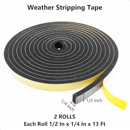 Topiverse Weather Stripping Door Seal Strip, Strong Adhesive, Weatherproof, Reduce Noise, Gap Filler, Foam Insulation Tape for Doors and Windows (1/2 in x 1/4 in x 26 Ft) - Image 2