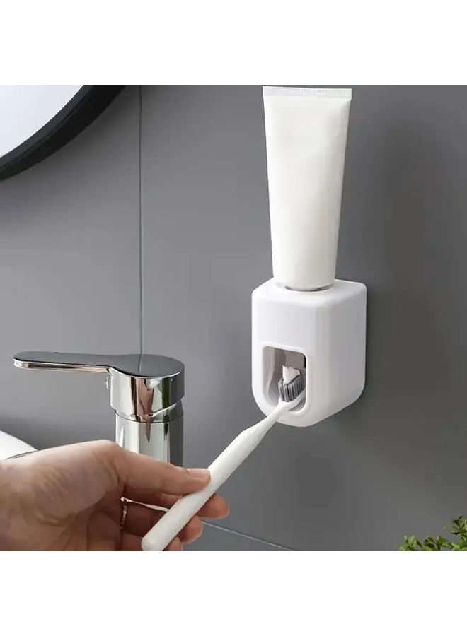 White Automatic Toothpaste Dispenser Wall Mounted Squeezer Bathroom Accessory - Image 3