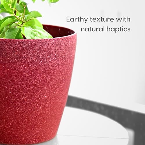 Eha Set of 2 Earth-Friendly Deco 9" Self-Watering pots and Planters | Bamboo Based | UV Protected | for Indoor, Home Decor, Outdoor, Balcony & Garden | SCastle-Coral - Image 4