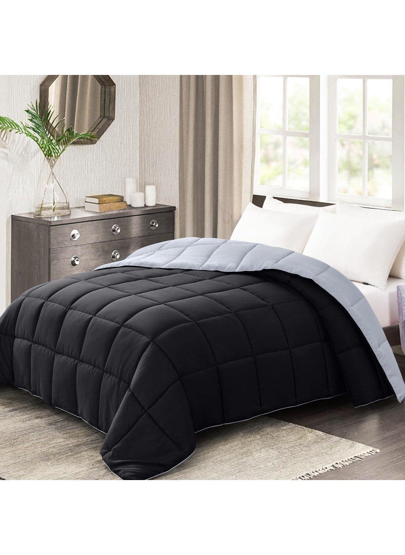 Homelike Moment Homelike Moment Comforter King Size  Black Duvet Insert Down Alternative Bed King Comforter Lightweight Bedding Comforters Quilted Soft All Season Reversible BlackLight Grey 