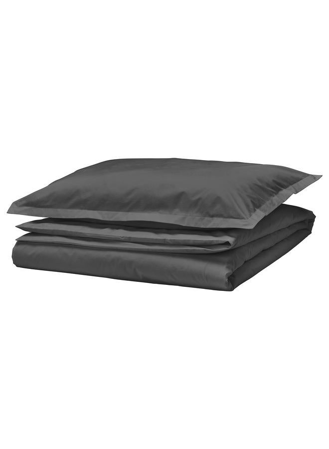 إيروريكس غطاء لحاف وغطاء وسادة، رمادي غامق، 150×200/50×80 سم - Image 1