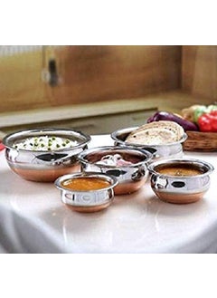 Radhe Krishna Stainless Steel Copper Bottom Kitchen Serving Cooking Bowl Biryani Handi Set Kitchen Utensils 5Pieces  - Image 2