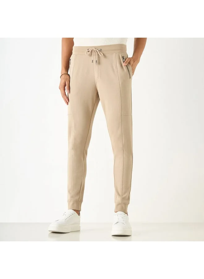 Iconic Iconic Textured Joggers with Drawstring Closure and Pockets