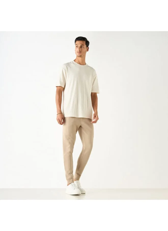 Iconic Iconic Textured Joggers with Drawstring Closure and Pockets