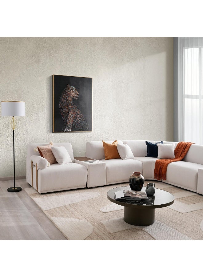 Pan Home Andreia Corner Sofa With Wireless Charger - Beige  - Image 2