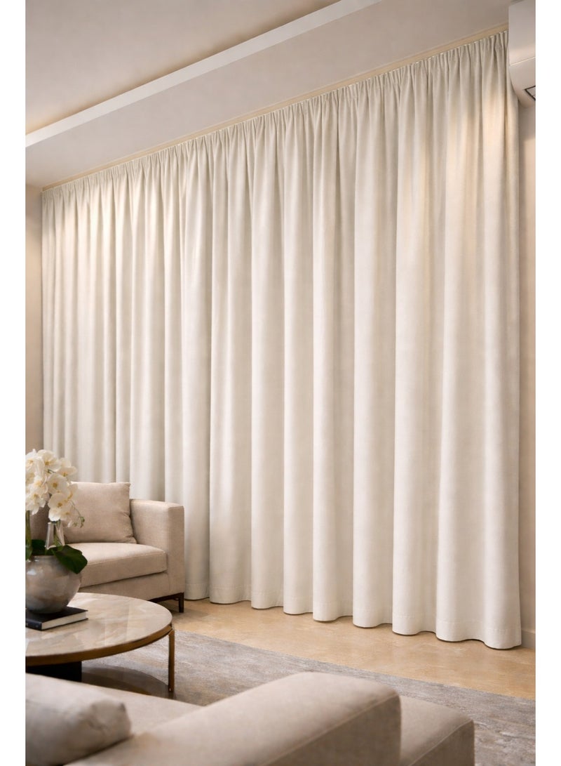 Off White Room Darkening Window Curtain Panel with Accessories, Floor Length Solid Color Drapes for Living Room Bedroom Home Office Privacy Light Control Modern Decor Various Sizes