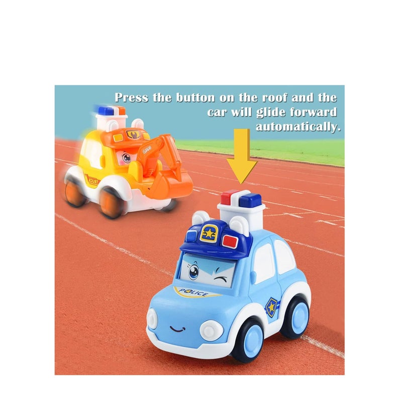 SOLARAE 4PCS Pull Back Cars Toys are suitable for three-year-old children, Toddler Toy Wind Up Cars，Friction Powered Press Vehicles Infant Birthday Gift for boys and girls. - Image 3
