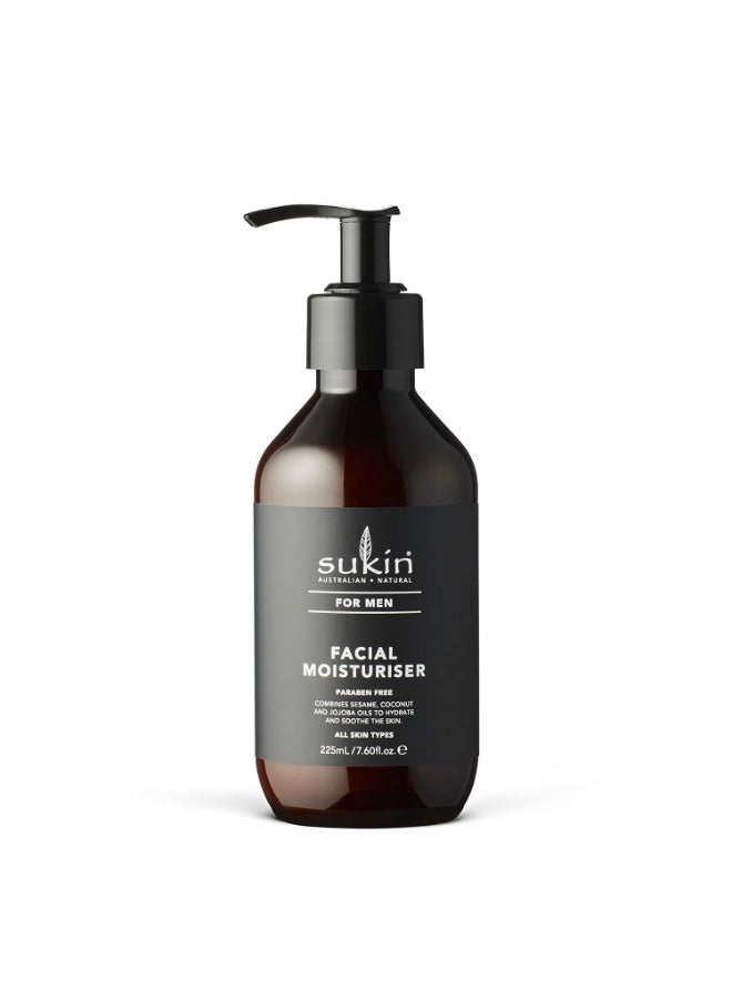 Sukin For Men Facial Moisturiser 225ml | Facial Moisturiser for Men | For Hydrated, Smooth & Healthy Skin | Lightweight Non-Greasy Formula | Natural Ingredients | 100% Vegan & Cruelty-Free | 225ml - Image 1
