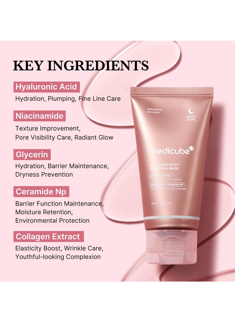 Medicube Viral Glass Skin Faical Mask Duo: Collagen Overnight Wrapping Peel Off Facial Mask Pack & Zero Pore Blackhead Mud Facial Mask & Jelly Brush  - Image 5