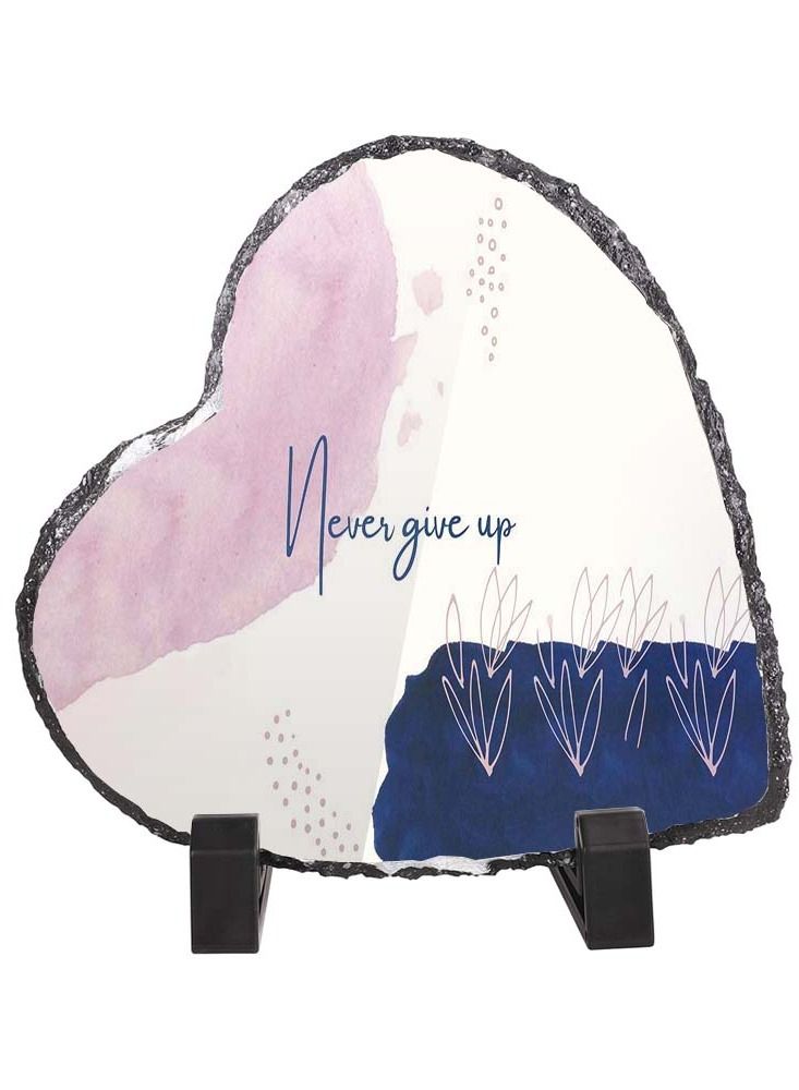 Service Zone Protective Printed White Heart Shape Marble Photo Frame for Table Top Never Give Up 