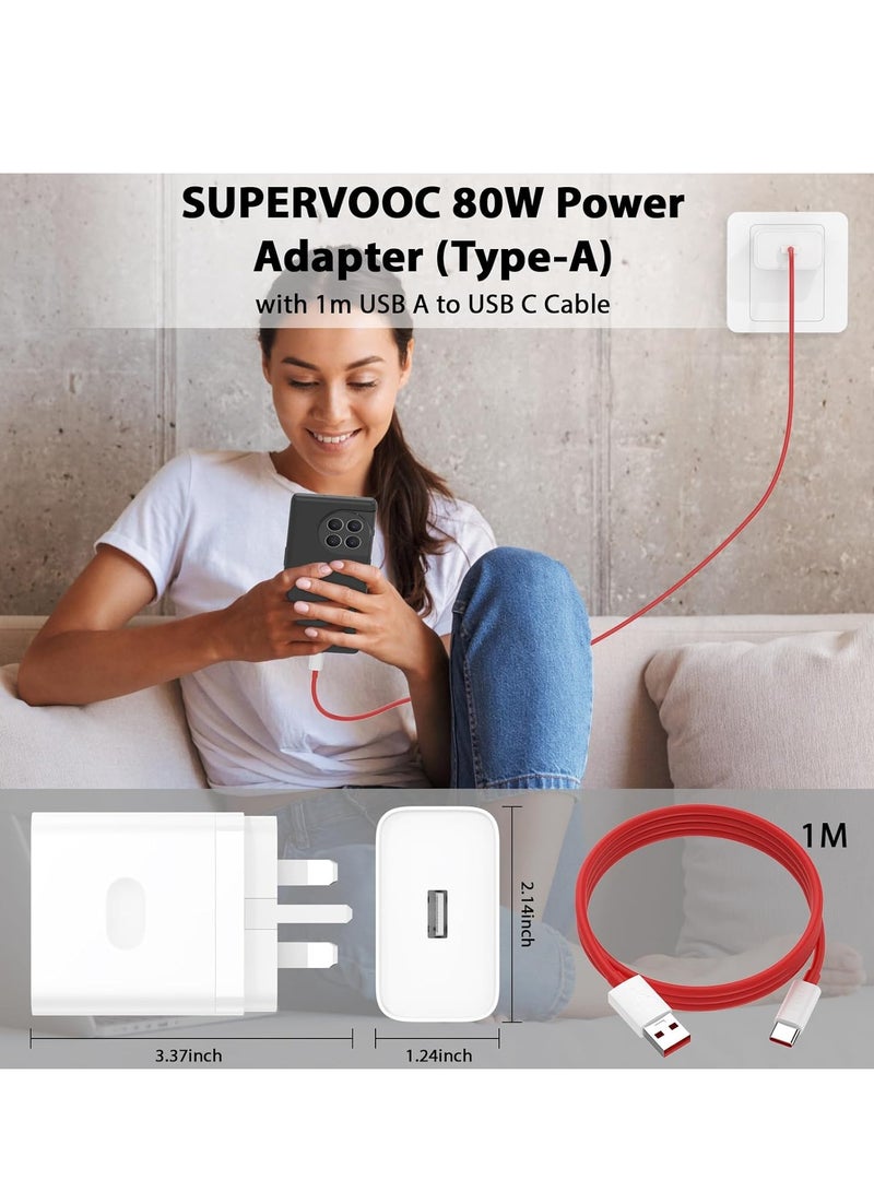 General For OnePlus Charger,SuperVooc 80W for OnePlus Warp Charger,Warp Charger Type C for One Plus 13/12/12R//11/10/9/Nord Nord 3 2T CE 4 3 2 Lite /Ace 4 3, 3.3ft Type-C Warp Charging Cable  - Image 2