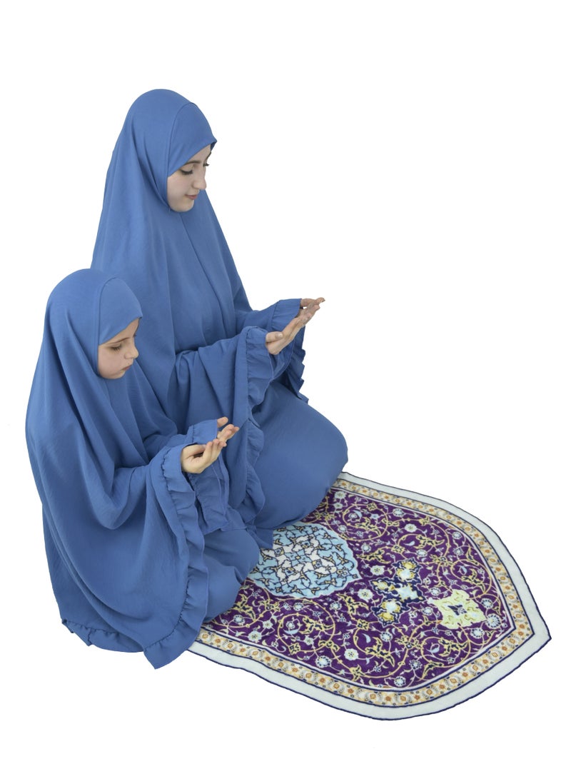  داماس كولكشن طقم صلاة للاطفال والامهات حجاب وتنورة - طقم ملابس الصلاة للبنات والامهات - اسدال  صلاة - لبس صلاة - لباس الصلاة - Image 2