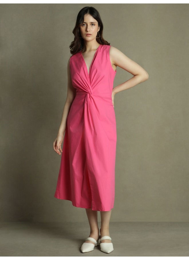 Dennis Lingo - Pink Slim Fit Dress for Women - 100% Cotton - Image 1