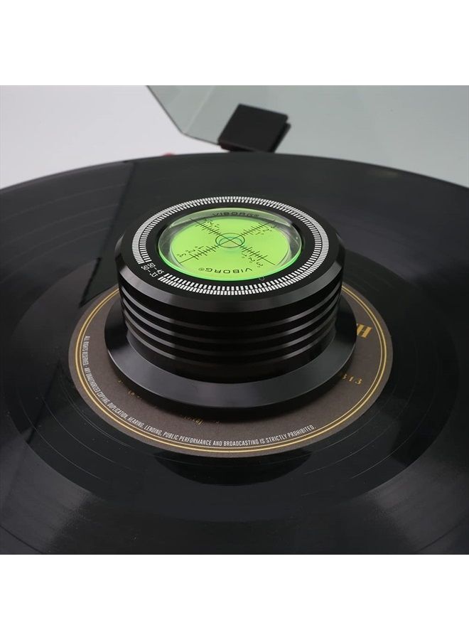 VIBORG LP528B Record Weight Phono LP Disc Stabilizer, Black 50Hz Turntable Level, 280G (9.9 OZ) HiFi 3 in 1 Vinyl Clamp Strobe Speed Record Puck with Bubble Leveling (50Hz, Black) - Image 2