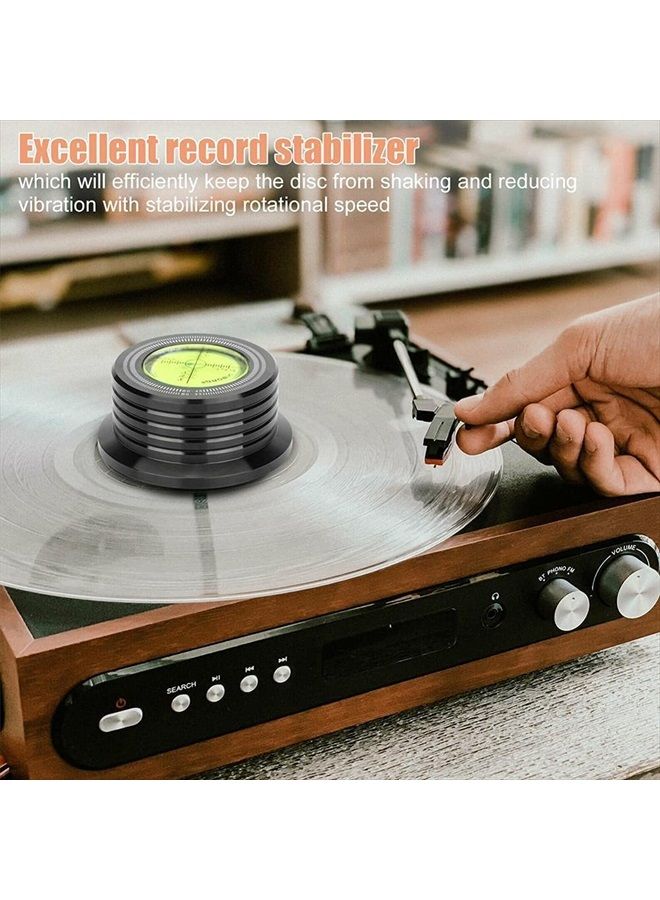 VIBORG LP528B Record Weight Phono LP Disc Stabilizer, Black 50Hz Turntable Level, 280G (9.9 OZ) HiFi 3 in 1 Vinyl Clamp Strobe Speed Record Puck with Bubble Leveling (50Hz, Black) - Image 5