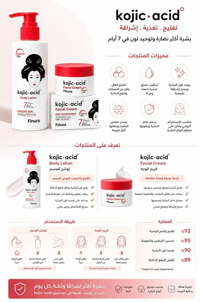 كريم الوجه بحمض الكوجيك - تغذية عميقة 50 جرام مع لوشن للجسم بحمض الكوجيك ٢٣٠جرام - Image 4