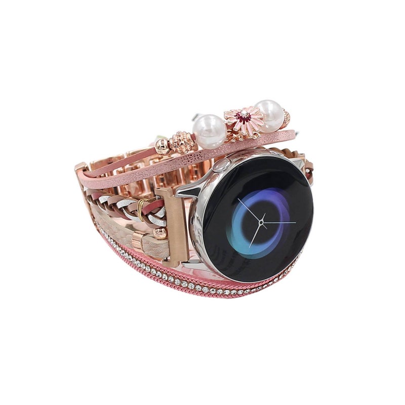 LL Beige Resin Bracelet Strap Smartwatch Band Compatible with Samsung Galaxy Watch 4 with Adjustable Fit Replacement Strap for Daily Wear - Image 2