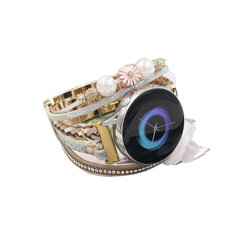 LL Beige Resin Bracelet Strap Smartwatch Band Compatible with Samsung Galaxy Watch 4 with Adjustable Fit Replacement Strap for Daily Wear - Image 5