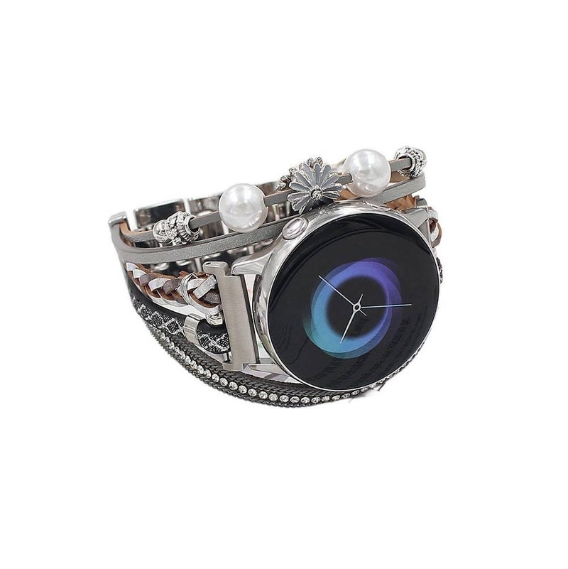 LL Beige Resin Bracelet Strap Smartwatch Band Compatible with Samsung Galaxy Watch 4 with Adjustable Fit Replacement Strap for Daily Wear - Image 4